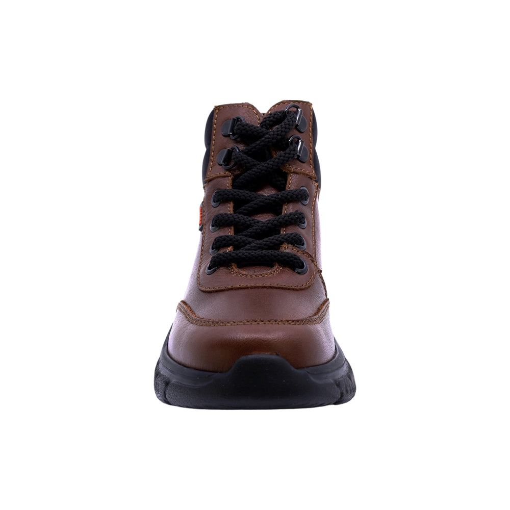 Bota Audaz para niño en piel café claro Balu con agujetas negras