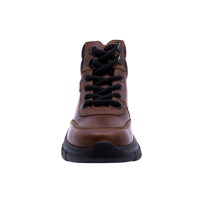Bota Audaz para niño en piel café claro Balu con agujetas negras