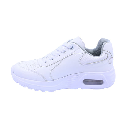 Tenis escolar Audaz para niño de corte piel blanco Mulán con ajuste agujetas