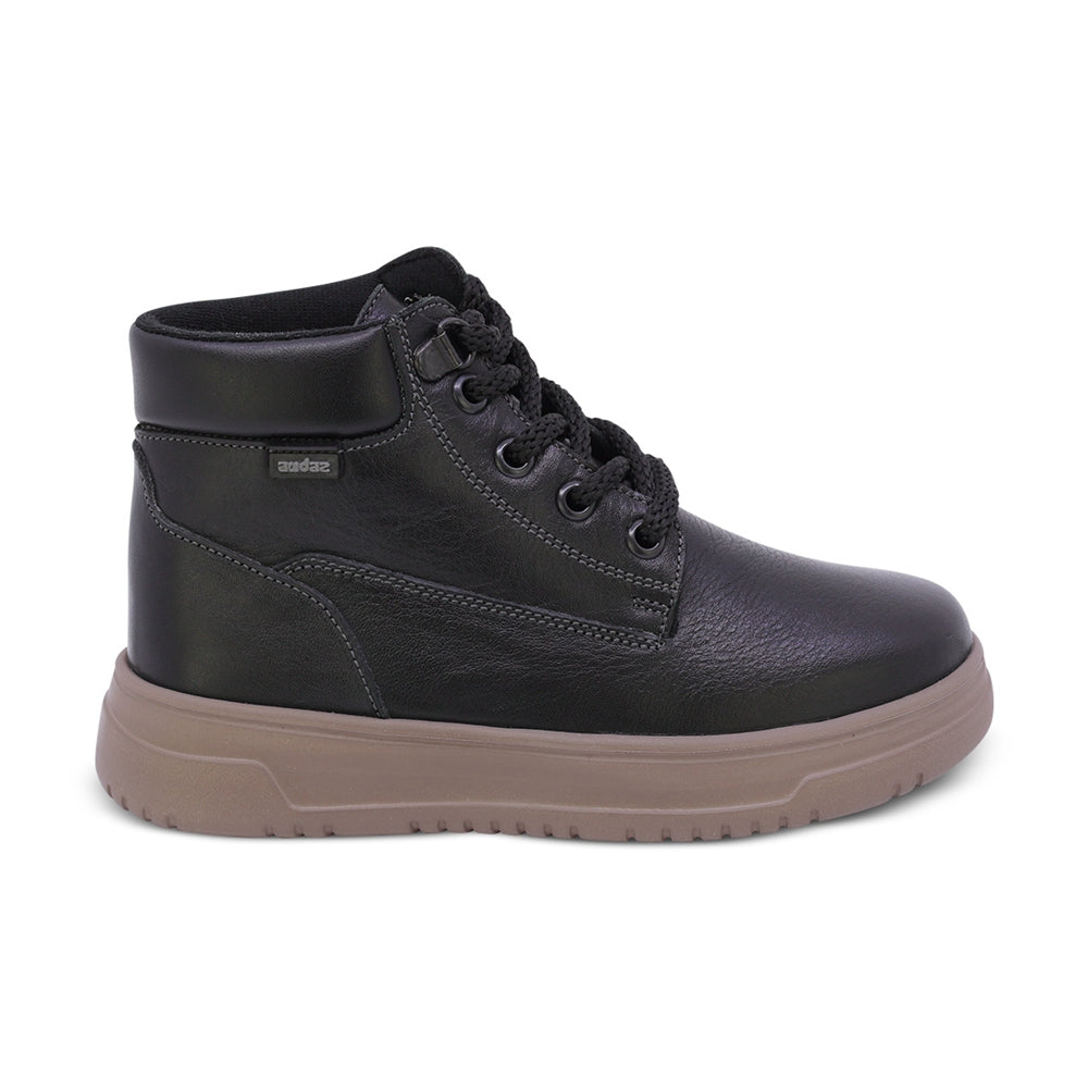 BOTA AUDAZ PARA NIÑO DE PIEL COLOR NEGRO RAPTOR CON AGUJETA