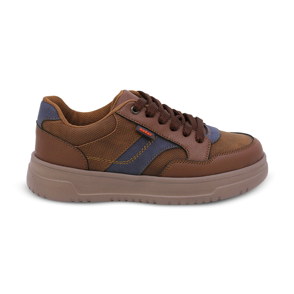 TENIS AUDAZ PARA NIÑO DE SINTÉTICO COLOR CAFÉ CLARO RAPTOR CON AGUJETA