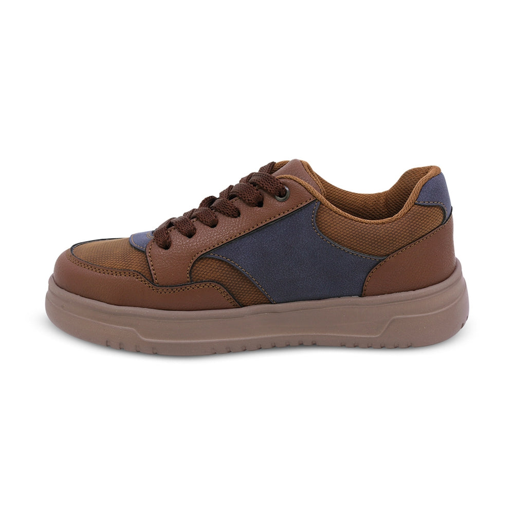 TENIS AUDAZ PARA NIÑO DE SINTÉTICO COLOR CAFÉ CLARO RAPTOR CON AGUJETA