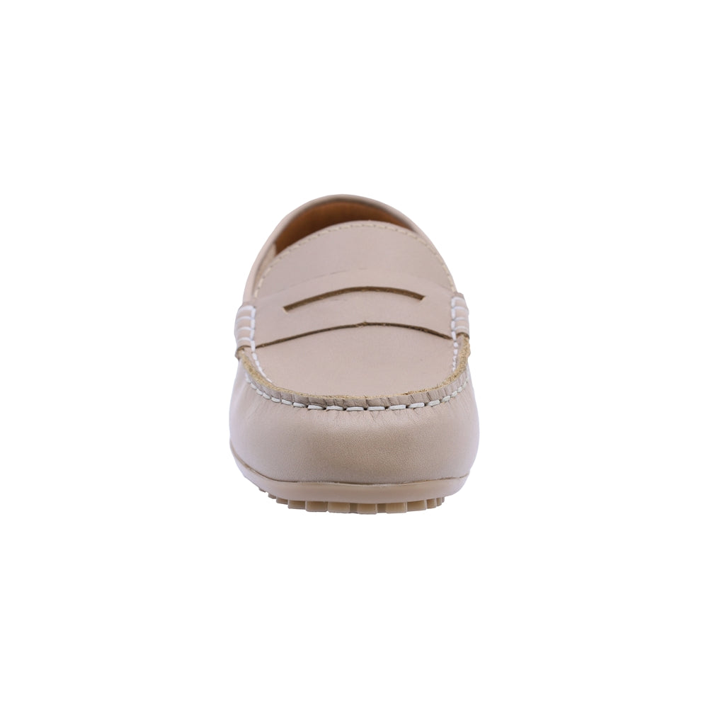 Mocasin para niña Coqueta piel color Beige Malaga