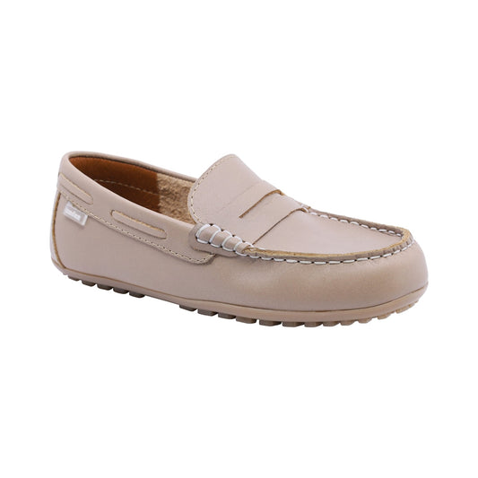 Mocasin para niña Coqueta piel color Beige Malaga
