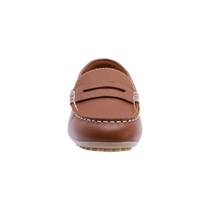 Mocasín Audaz para niño en piel café claro Malaga con diseño clásico