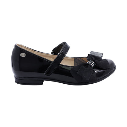 Zapatilla Coqueta para niña de charol negro Miranda con moño decorativo