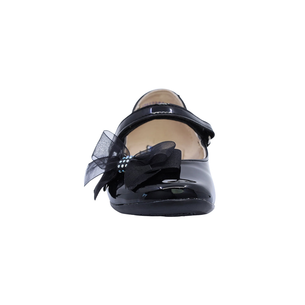 Zapatilla Coqueta para niña de charol negro Miranda con moño decorativo