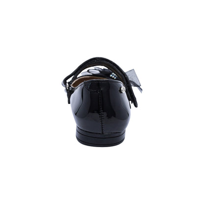 Zapatilla Coqueta para niña de charol negro Miranda con moño decorativo