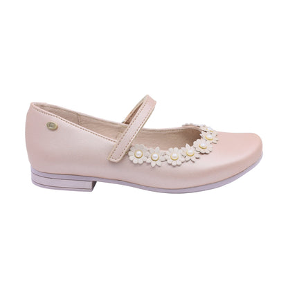 Balerina Coqueta para niña en sintético Oro rosado Miranda con flores decorativas