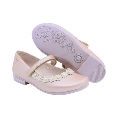 Balerina Coqueta para niña en sintético Oro rosado Miranda con flores decorativas
