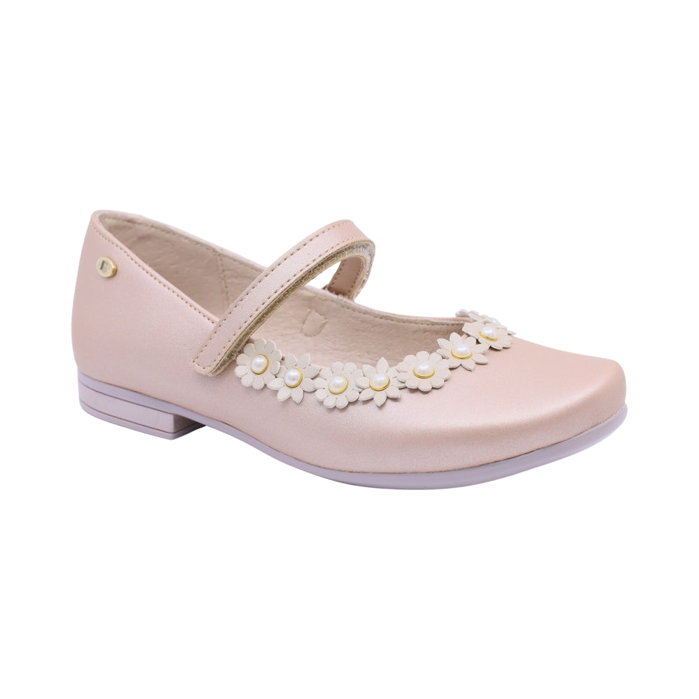 Balerina Coqueta para niña en sintético Oro rosado Miranda con flores decorativas