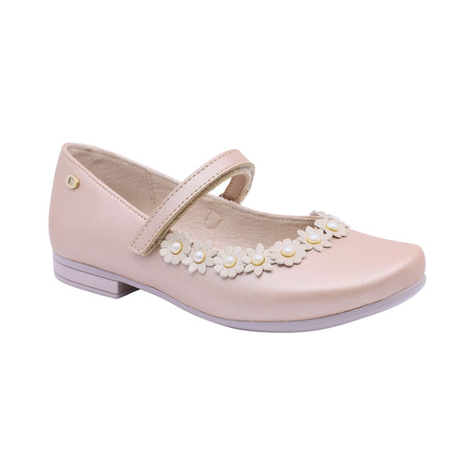 Balerina Coqueta para niña en sintético Oro rosado Miranda con flores decorativas
