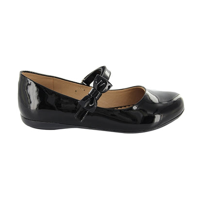 Balerina Coqueta para niña en charol negro Ximena con moño decorativo
