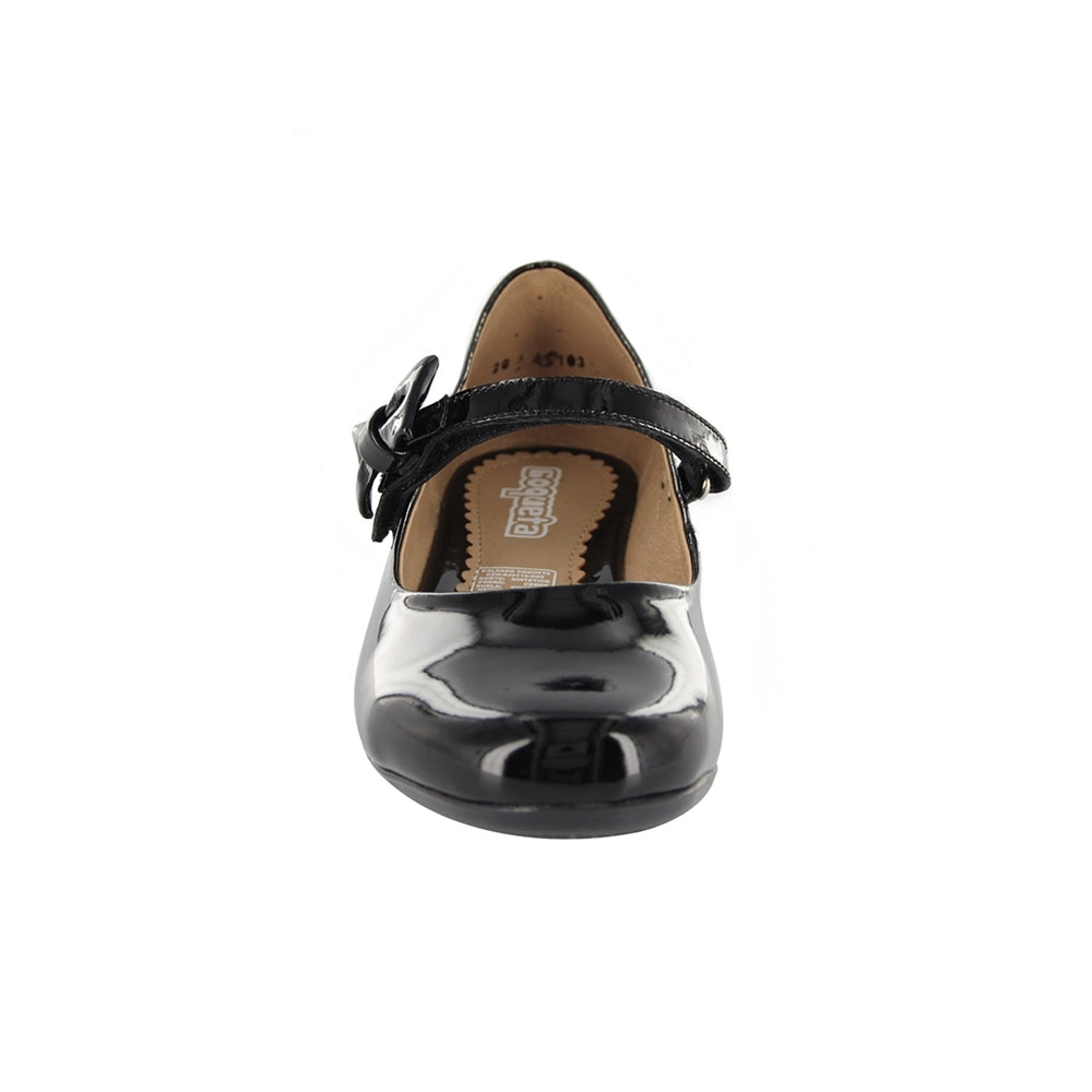 Balerina Coqueta para niña en charol negro Ximena con moño decorativo