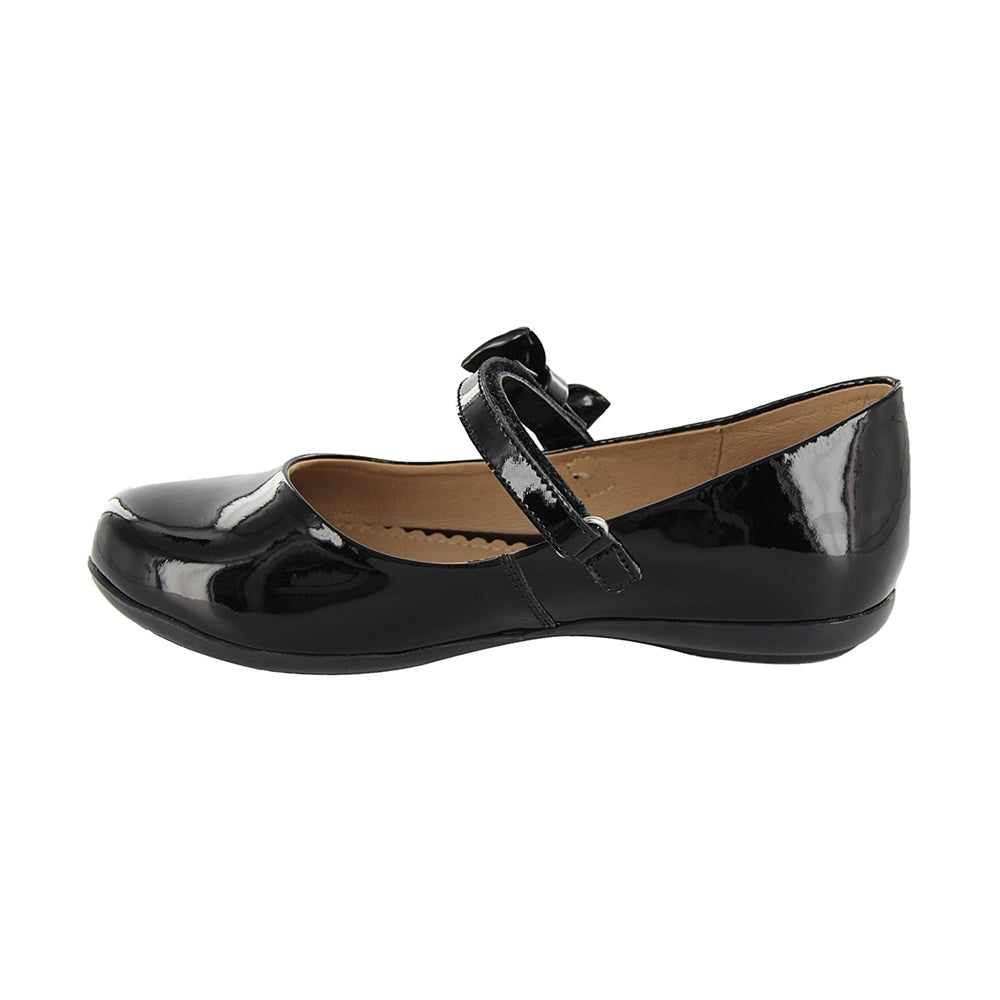 Balerina Coqueta para niña en charol negro Ximena con moño decorativo