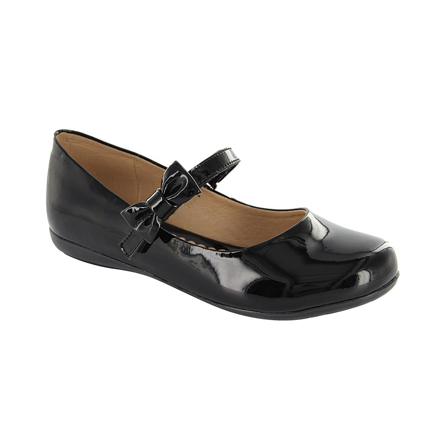 Balerina Coqueta para niña en charol negro Ximena con moño decorativo
