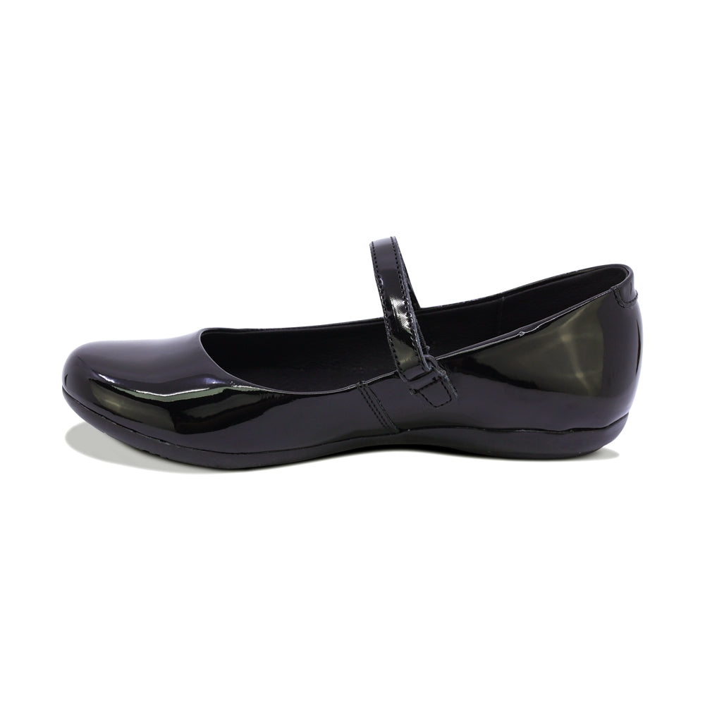 BALERINA COQUETA PARA NIÑA CHAROL COLOR NEGRO XIMENA CON TIRA DE CONTACTO