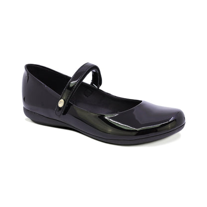 BALERINA COQUETA PARA NIÑA CHAROL COLOR NEGRO XIMENA CON TIRA DE CONTACTO