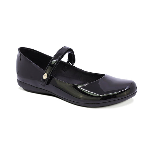 BALERINA COQUETA PARA NIÑA CHAROL COLOR NEGRO XIMENA CON TIRA DE CONTACTO