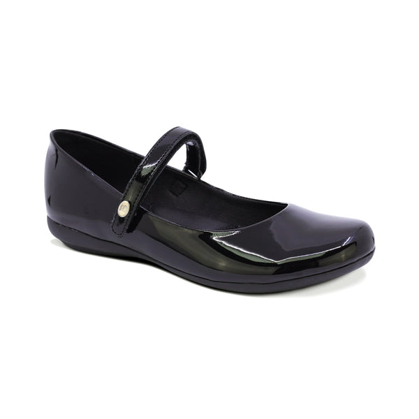 BALERINA COQUETA PARA NIÑA CHAROL COLOR NEGRO XIMENA CON TIRA DE CONTACTO