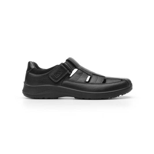 Sandalia Urbana Flexi Con Piel Graneada Para Hombre - Estilo 50807 Negro