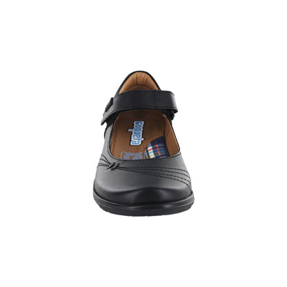 Zapato Coqueta para niña de piel negro Danna con costuras decorativas