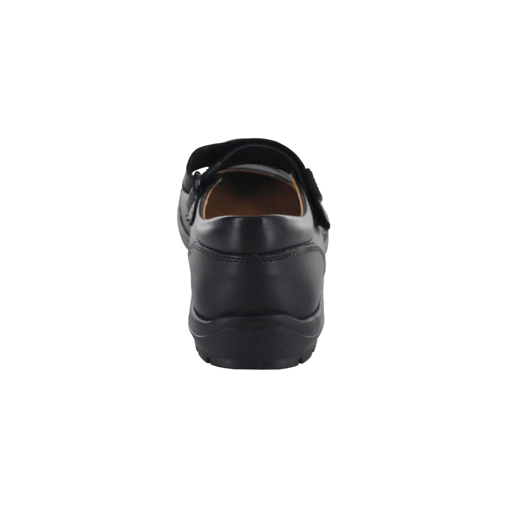Zapato Coqueta para niña de piel negro Danna con costuras decorativas