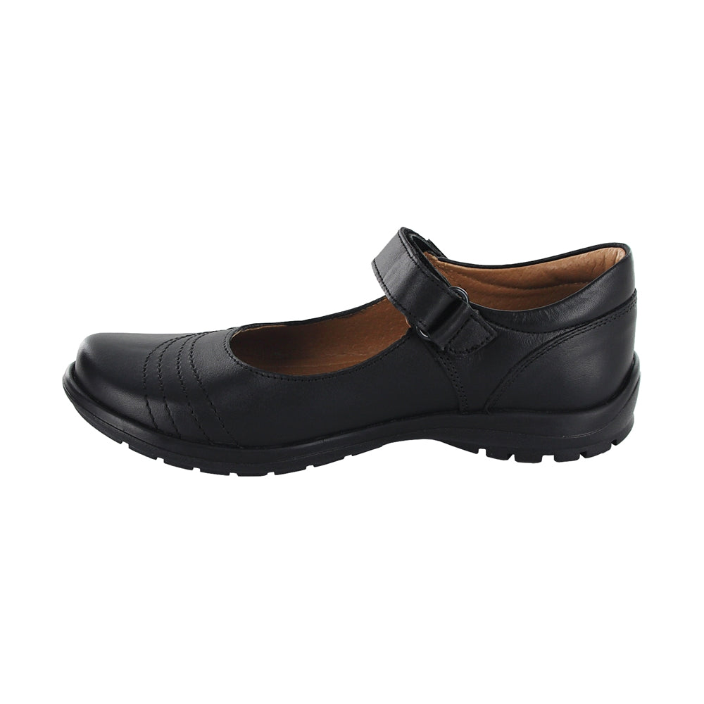 Zapato Coqueta para niña de piel negro Danna con costuras decorativas