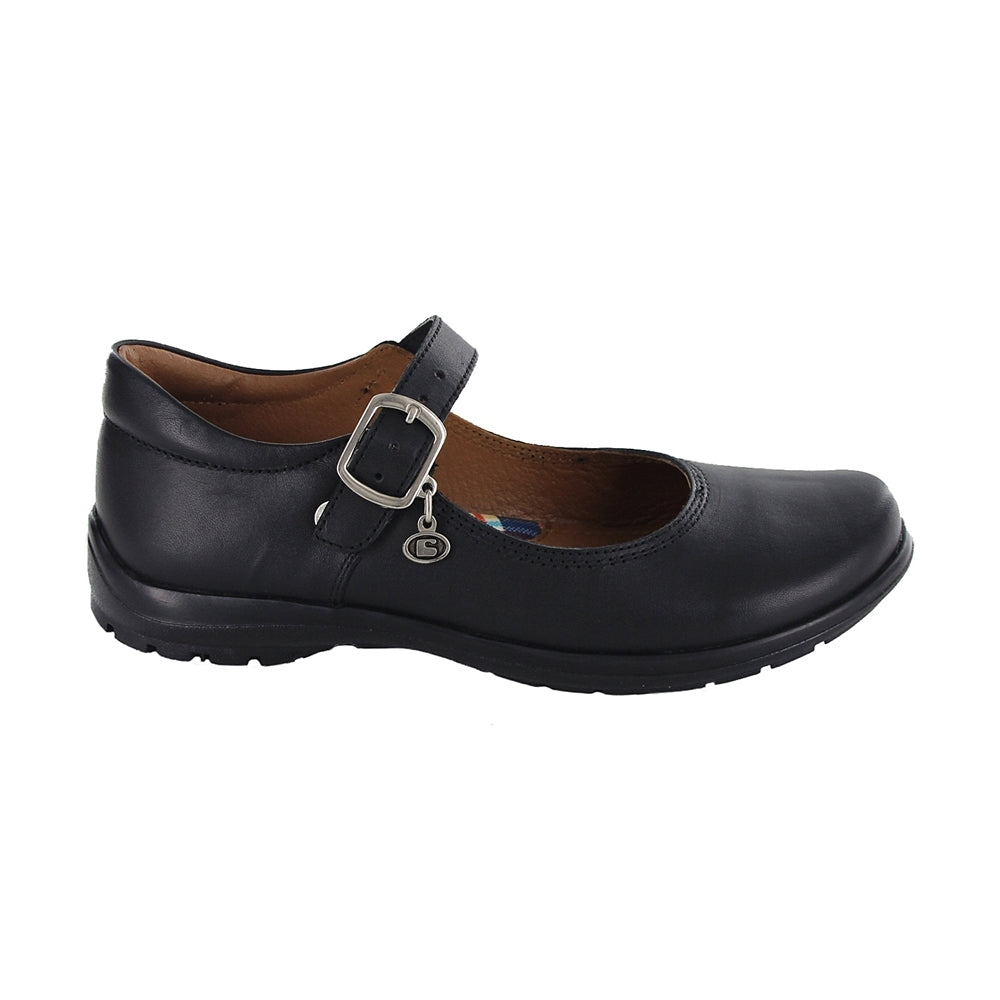 Zapato Escolar Coqueta para niña en piel negro Danna con hebilla metálica
