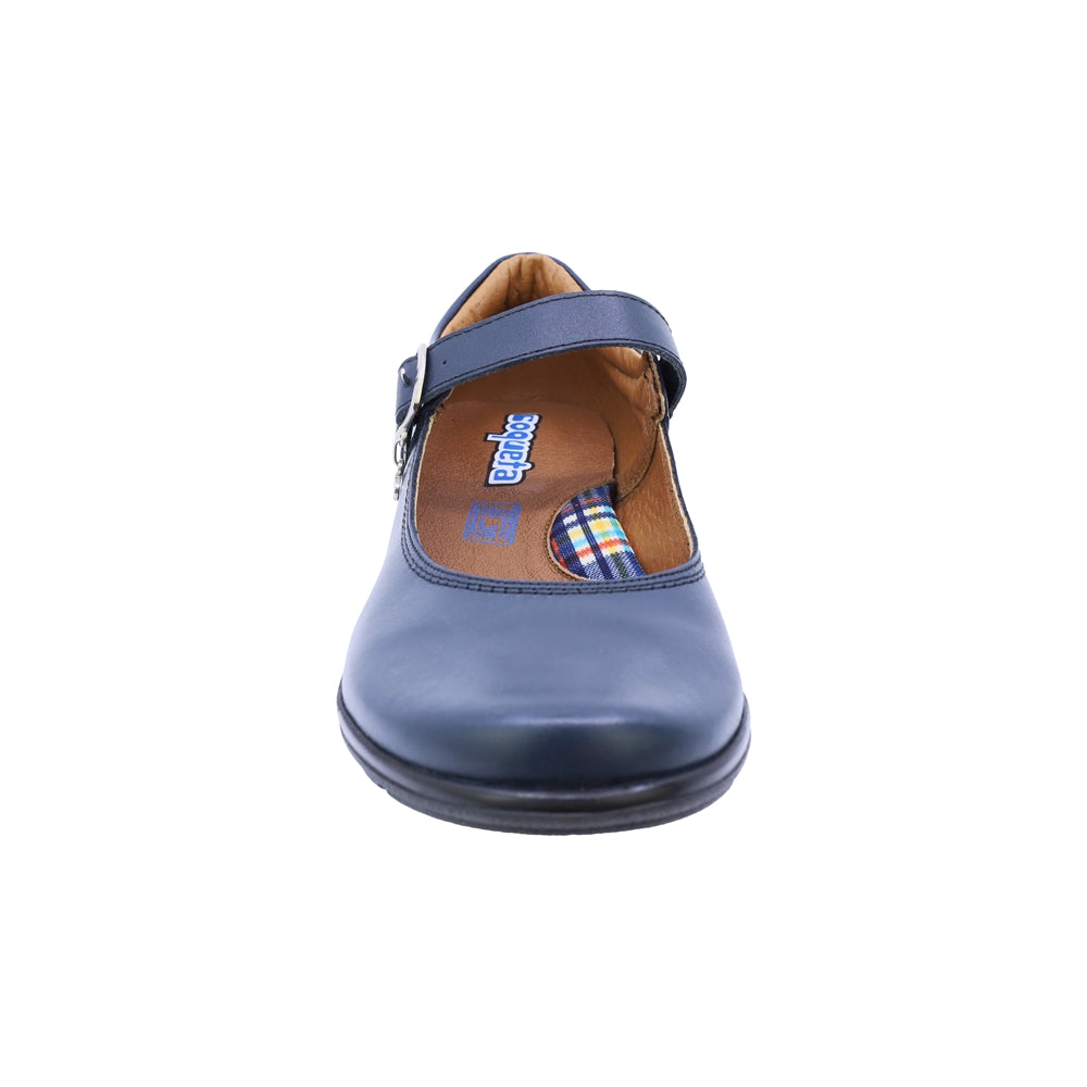 Zapato escolar Coqueta para niña de piel azul marino Danna con hebilla
