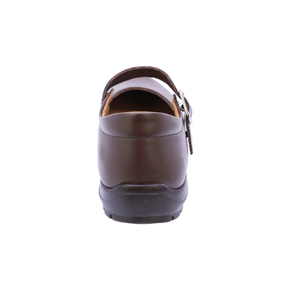 Zapato escolar Coqueta para niña de piel café Danna con hebilla