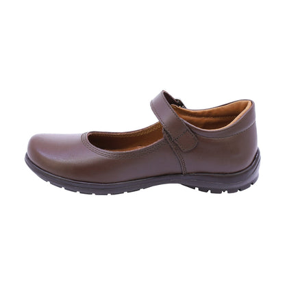 Zapato escolar Coqueta para niña de piel café Danna con hebilla