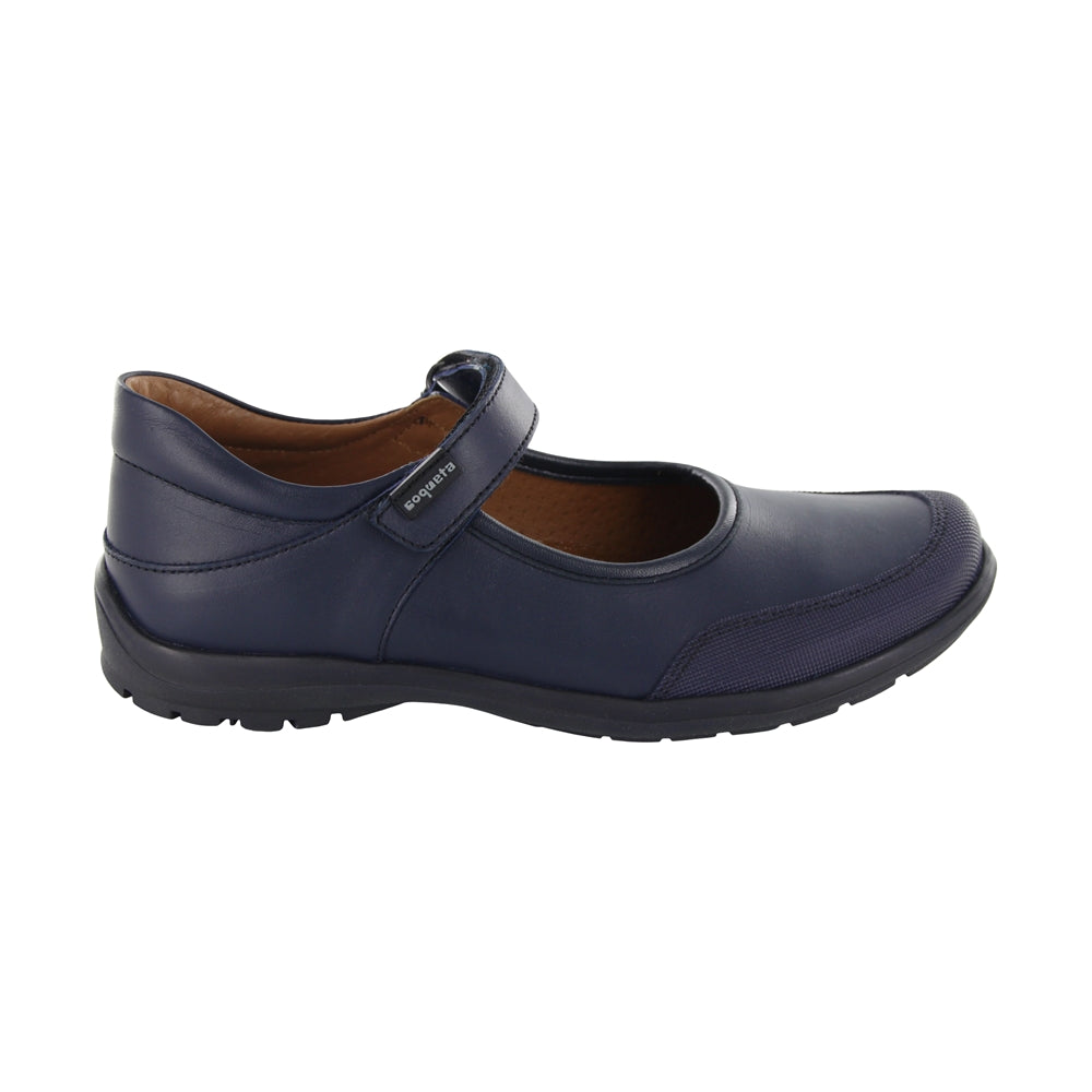 Zapato escolar Coqueta para niña en piel azul marino Danna anti-raspaduras