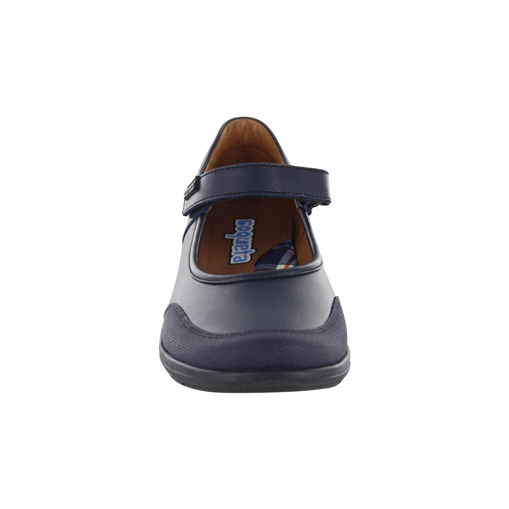 Zapato escolar Coqueta para niña en piel azul marino Danna anti-raspaduras