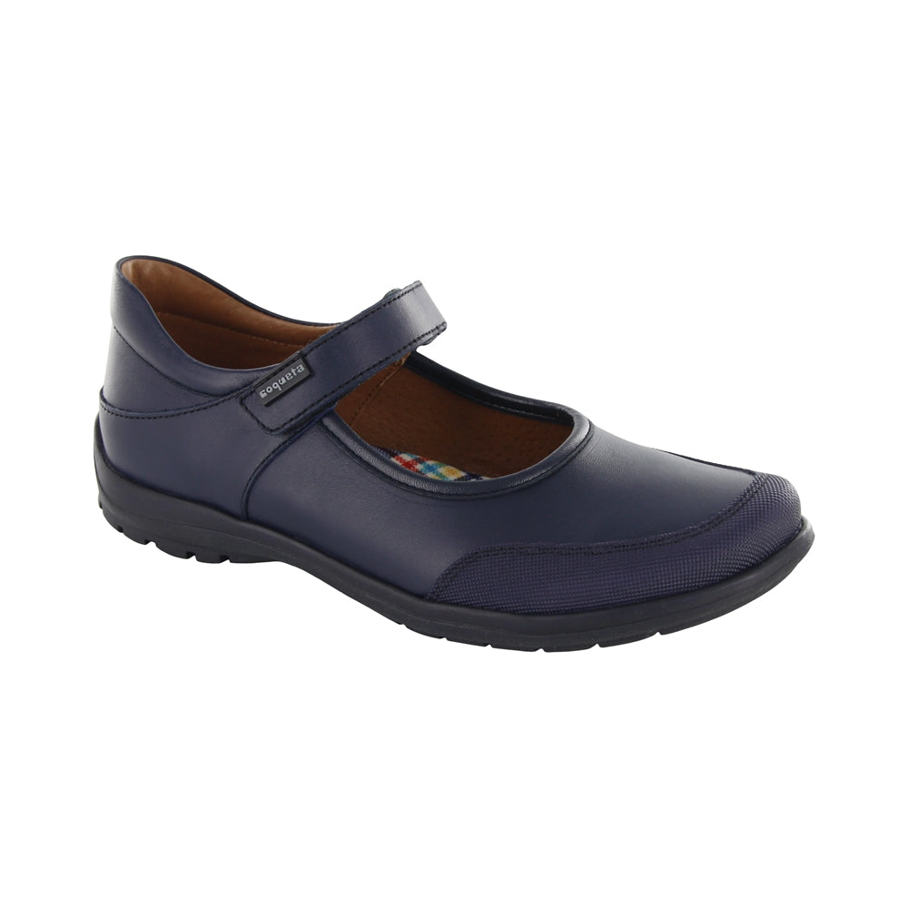 Zapato escolar Coqueta para niña en piel azul marino Danna anti-raspaduras