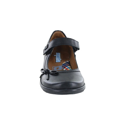 Balerina Coqueta para niña en piel  negro Vanessa con moño decorativo