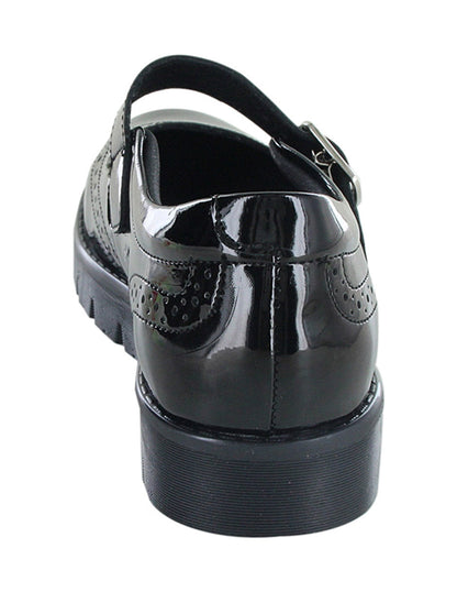 Zapato Escolar Coqueta para niña en charol negro Florence con suela dentada