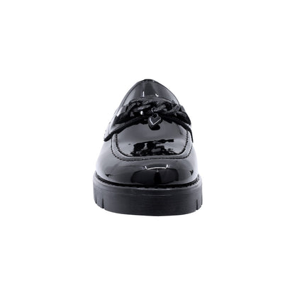Mocasín escolar Coqueta para niña de charol negro Florence con lazo decorativo