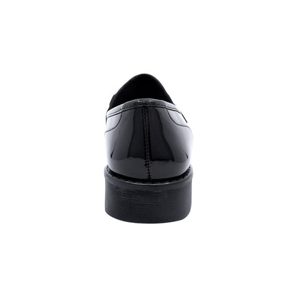 Mocasín escolar Coqueta para niña de charol negro Florence con lazo decorativo