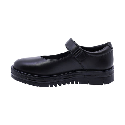 Zapato escolar Coqueta para niña de piel negro Nora con tira de contacto