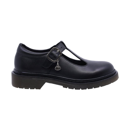 Zapato escolar Coqueta para niña de piel negro Martín con diseño tipo T