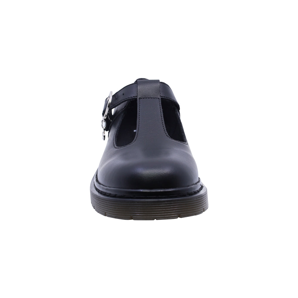 Zapato escolar Coqueta para niña de piel negro Martín con diseño tipo T