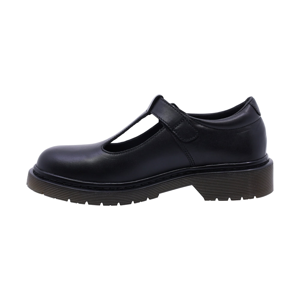 Zapato escolar Coqueta para niña de piel negro Martín con diseño tipo T