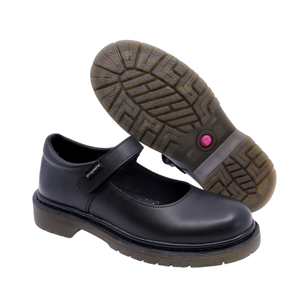 Zapato escolar Coqueta para niña de piel negro Martín con suela robusta