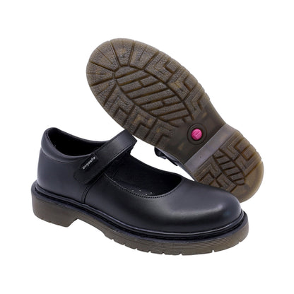 Zapato escolar Coqueta para niña de piel negro Martín con suela robusta