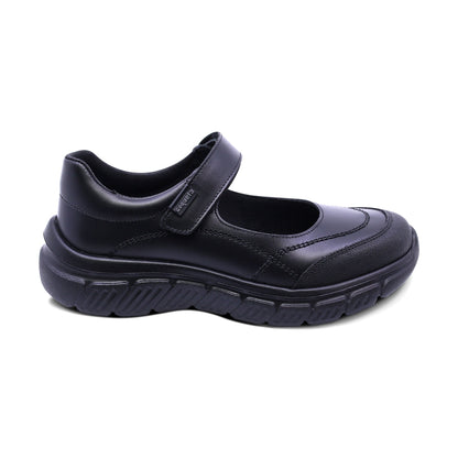 Zapato escolar Coqueta para niña de piel negro Balu con puntera antiraspaduras