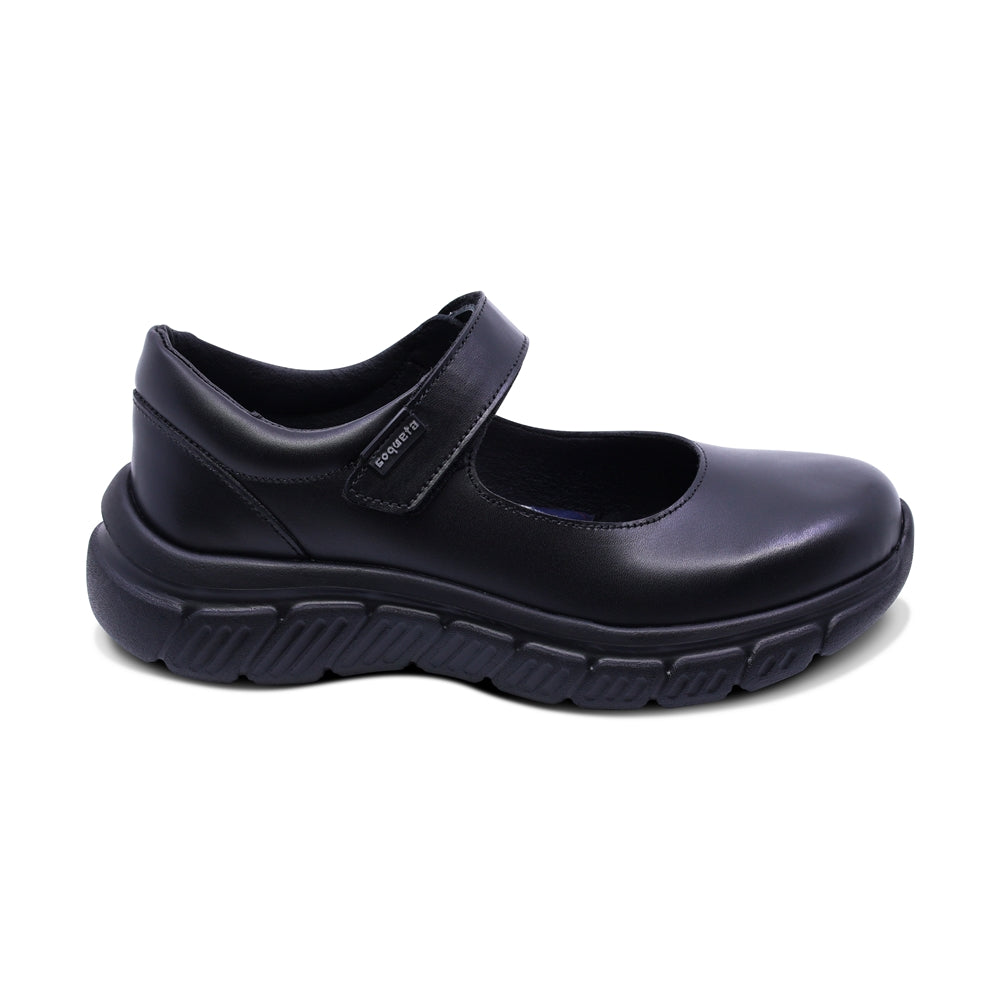 Zapato escolar Coqueta de piel color negro Balu con tira de contacto