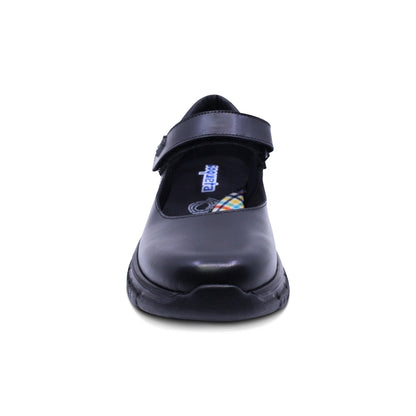 Zapato escolar Coqueta de piel color negro Balu con tira de contacto