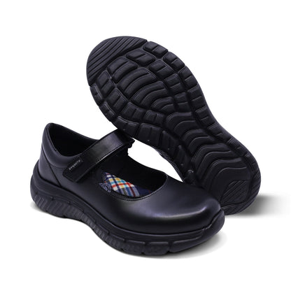 Zapato escolar Coqueta de piel color negro Balu con tira de contacto
