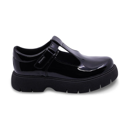 Zapato escolar Coqueta para niña charol negro Igor con tira de contacto